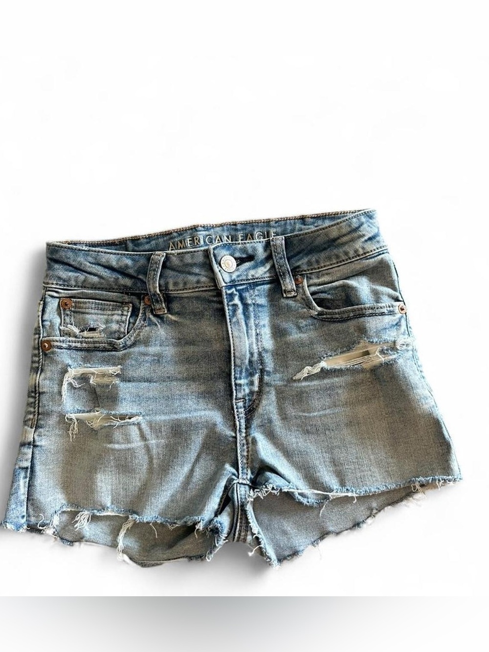 American Eagle Outfitters Light Wash Distressed Denim Shorts